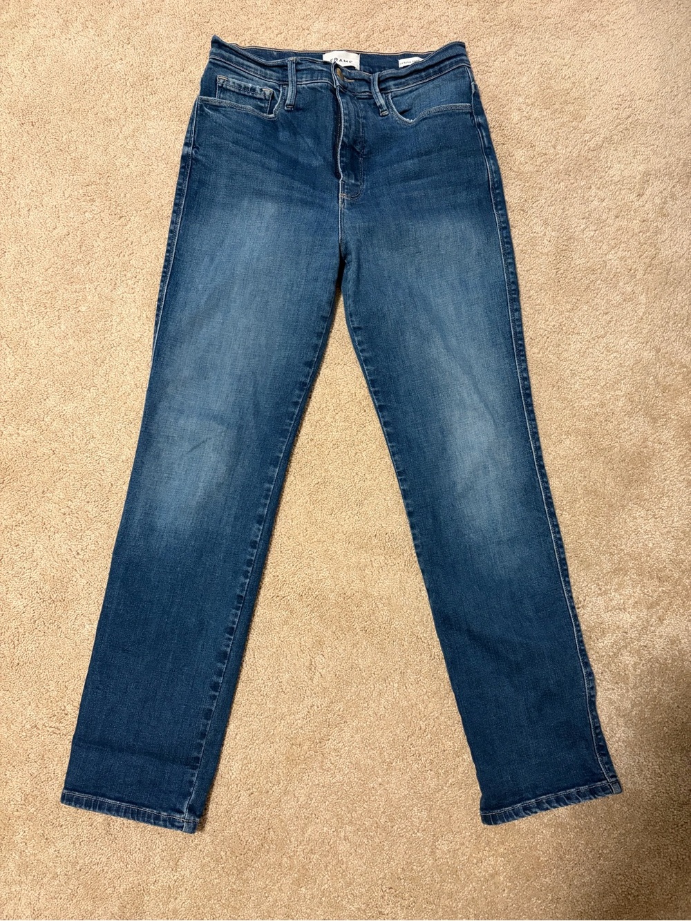 Frame Denim Women's Straight Leg Jeans in Medium Blue Wash